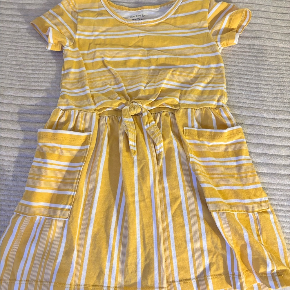 Yellow Striped Kids Dress